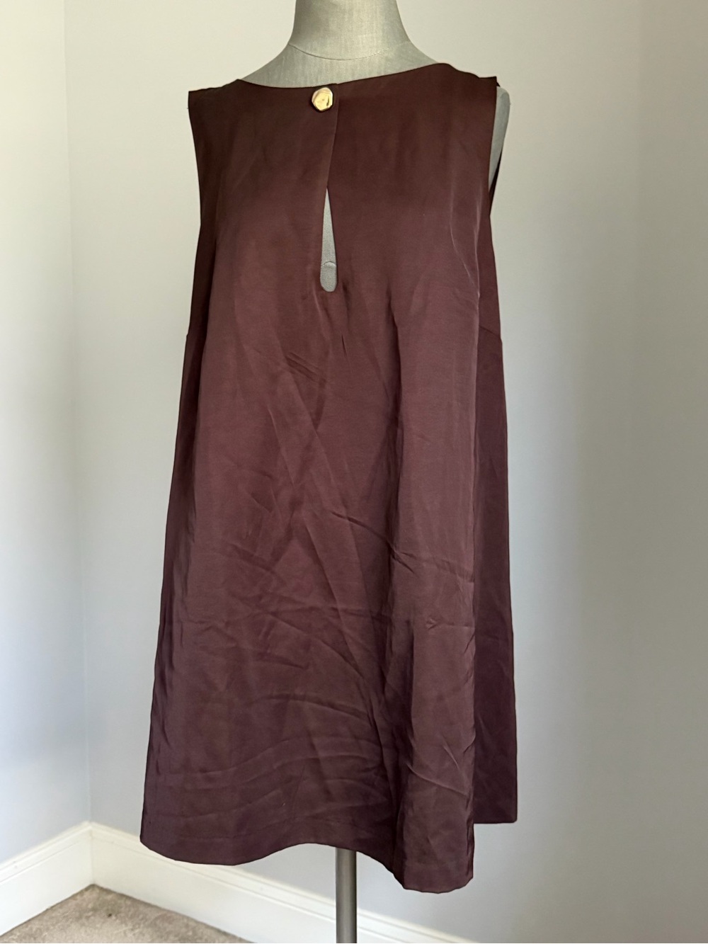 H&M Linen Blend Deep Brown Sleeveless A-Line Mini Dress Size XXL